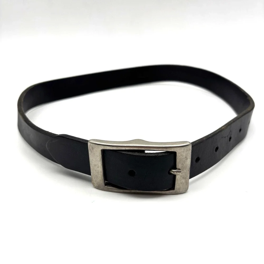 Vintage 90s J. Crew Black Genuine Leather Unisex Belt 26-32